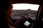 ASU student Lauren Gambino reviews photographs of Arizona scenery
